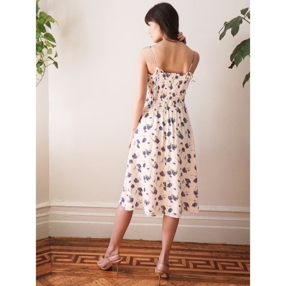 NWT Reformation Sable Dress in Cream/Blue Floral - Picture 4 of 8